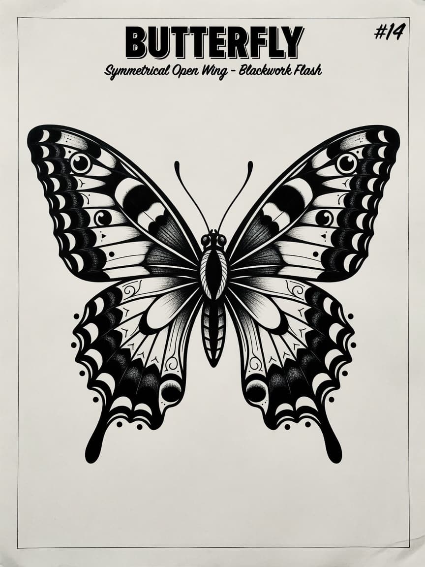 Butterfly — American Traditional Tattoo Design #1 — American Traditional butterfly tattoo design