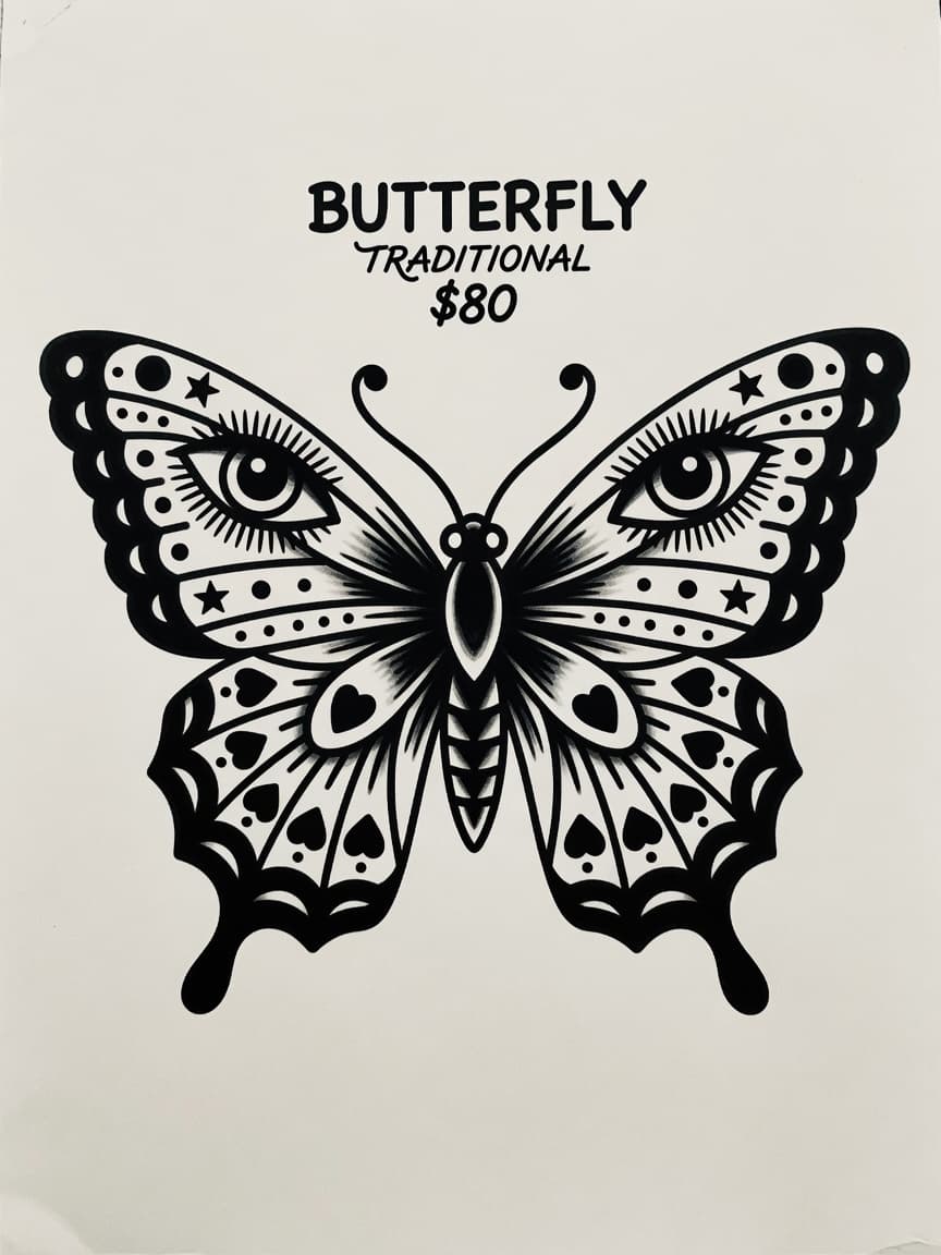 Butterfly — Blackwork Tattoo Design #1 — Blackwork butterfly tattoo design