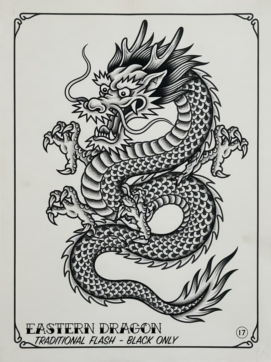 Dragon — Blackwork Tattoo Design #1 — Blackwork dragon tattoo design