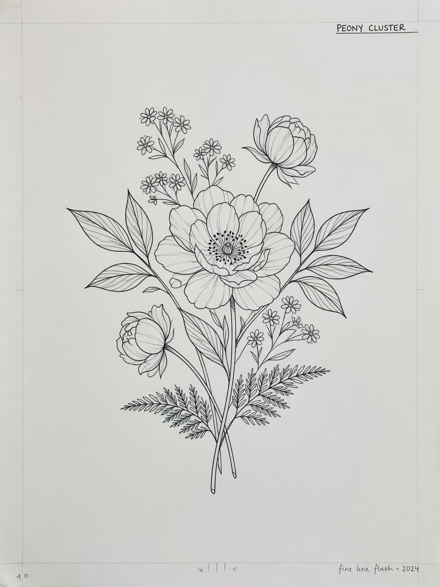 Flower — Fine Line Tattoo Design #1 — Fine Line flower tattoo design