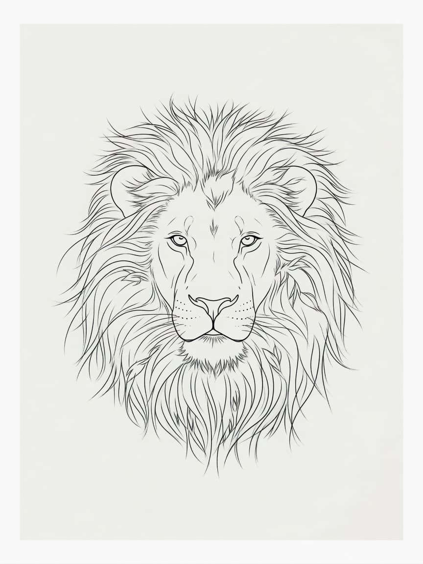 Lion — Fine Line Tattoo Design #2 — Fine Line lion tattoo design