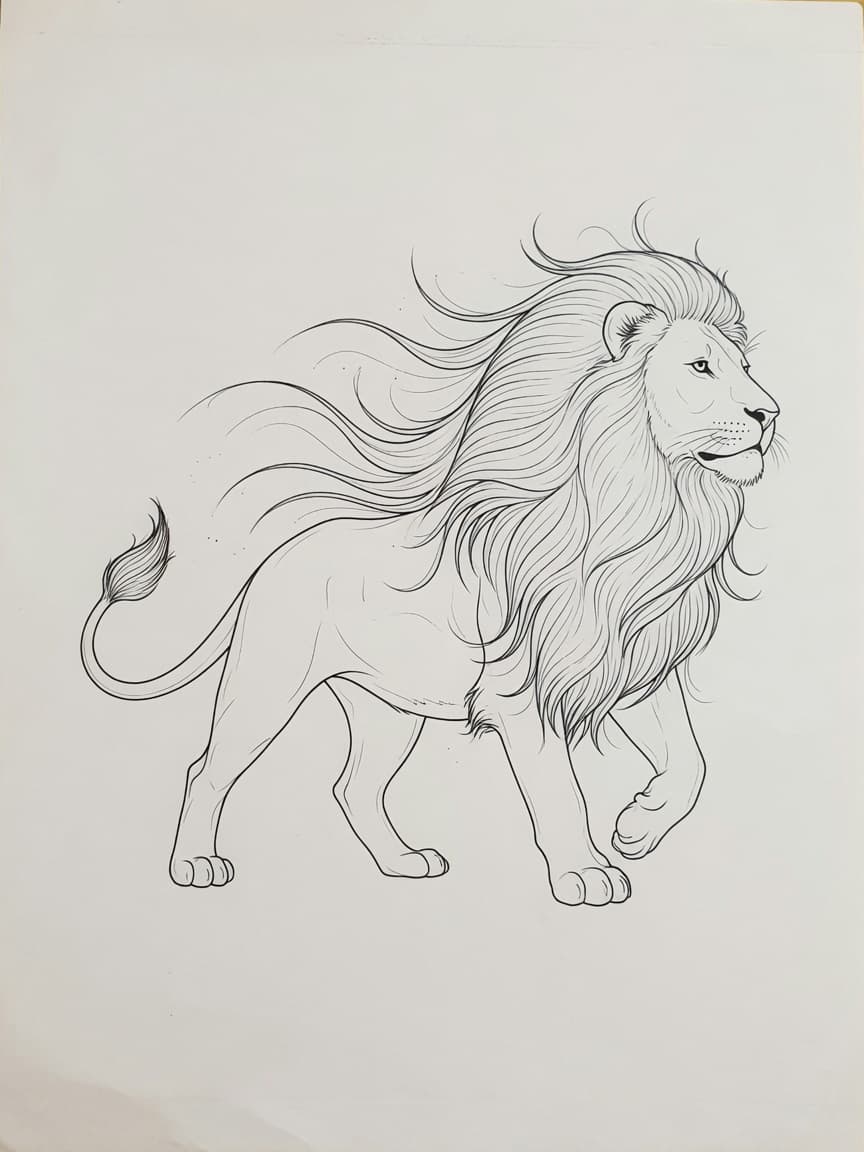 Lion — Fine Line Tattoo Design #3 — Fine Line lion tattoo design