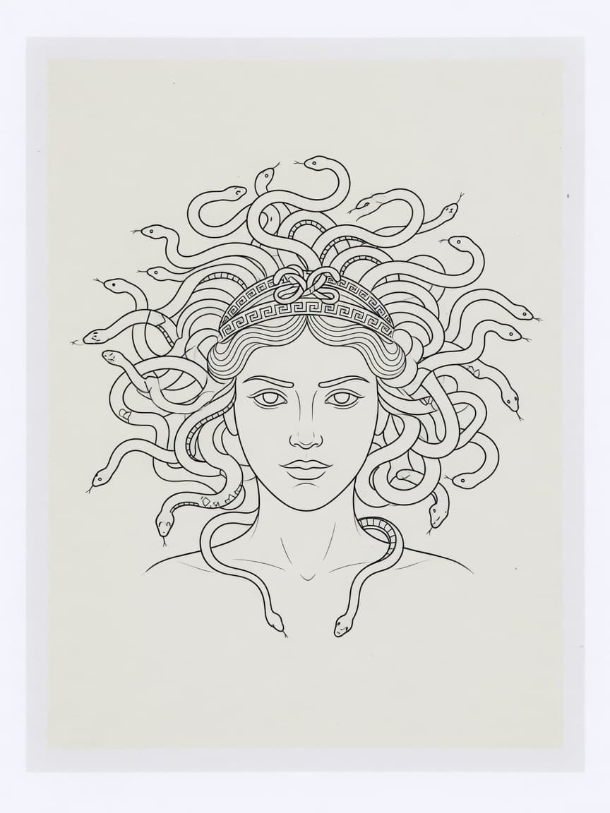 Medusa — Fine Line Tattoo Design #2 — Fine Line medusa tattoo design