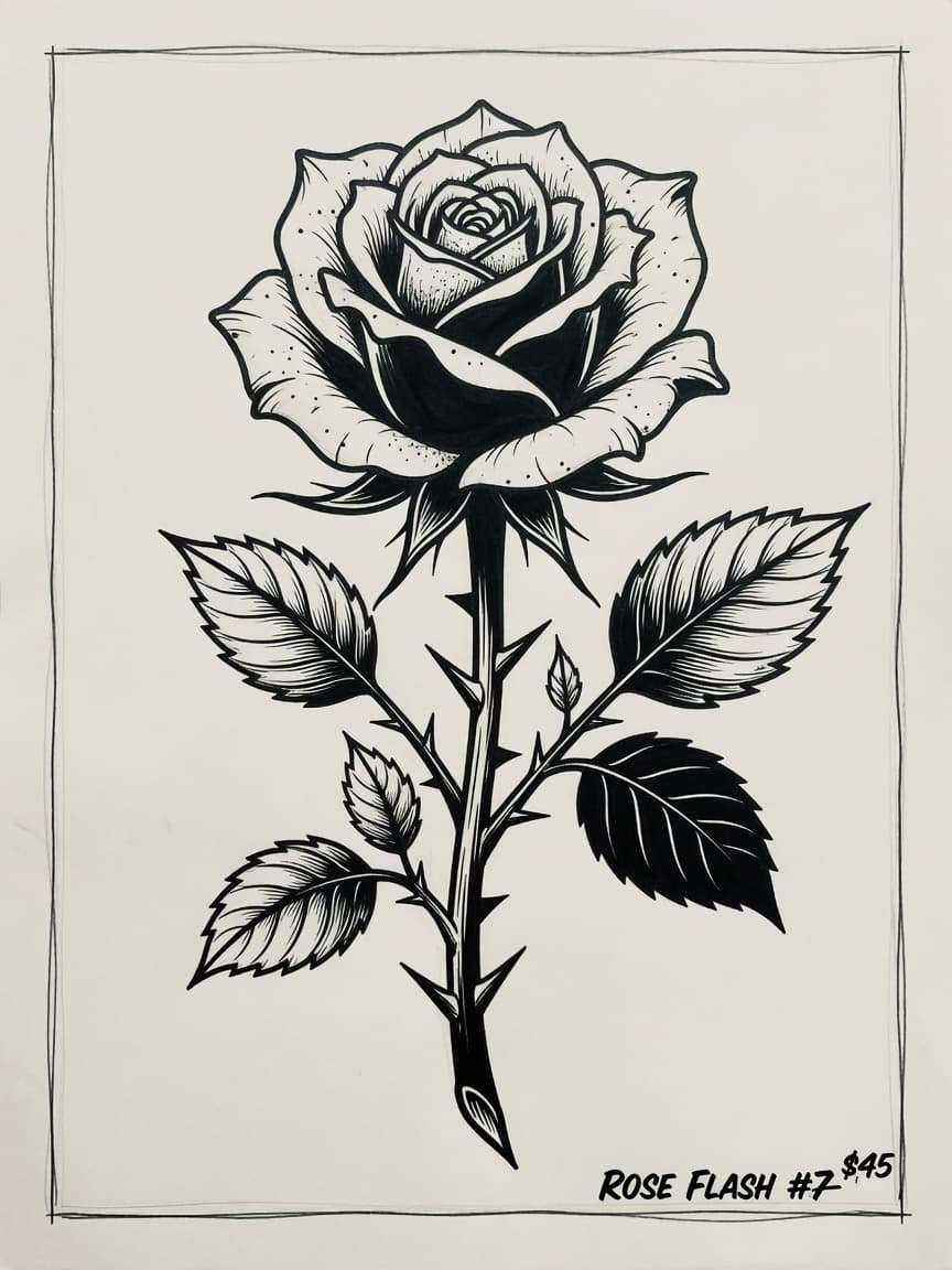 Rose — Blackwork Tattoo Design #1 — Blackwork rose tattoo design