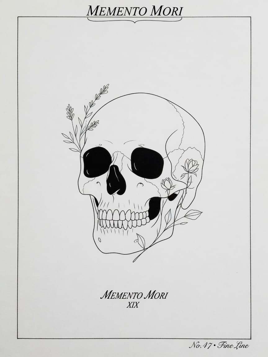 Skull — Fine Line Tattoo Design #1 — Fine Line skull tattoo design
