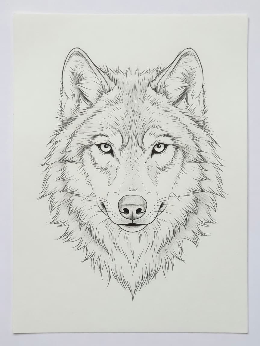 Wolf — Fine Line Tattoo Design #2 — Fine Line wolf tattoo design