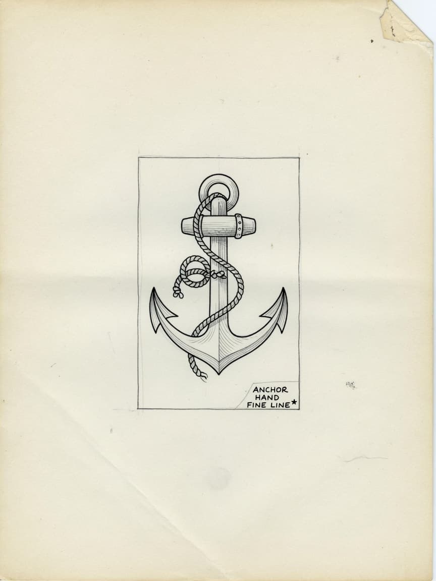 Anchor — Fine Line Hand Tattoo — Fine Line anchor tattoo design