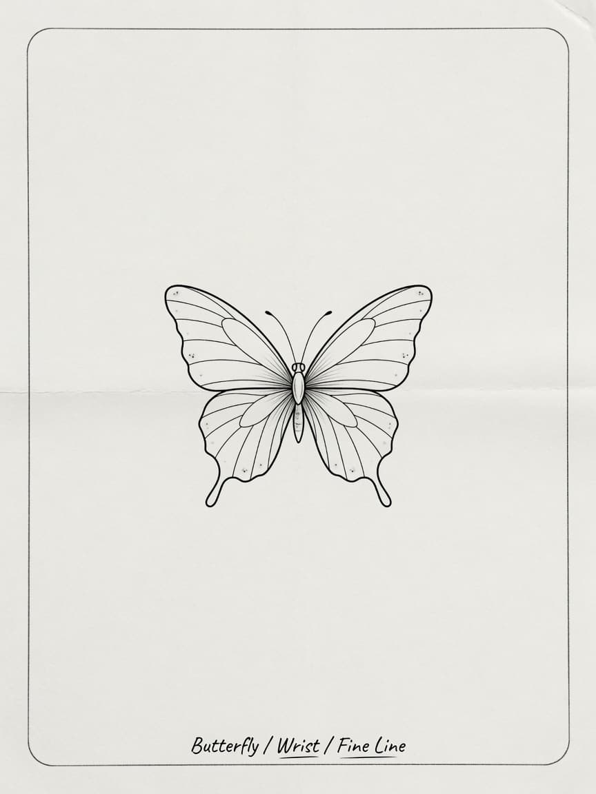 Butterfly — Fine Line Small Simple Tattoo — Fine Line butterfly tattoo design