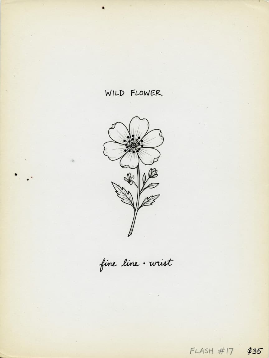 Flower — Fine Line Small Simple Tattoo — Fine Line flower tattoo design