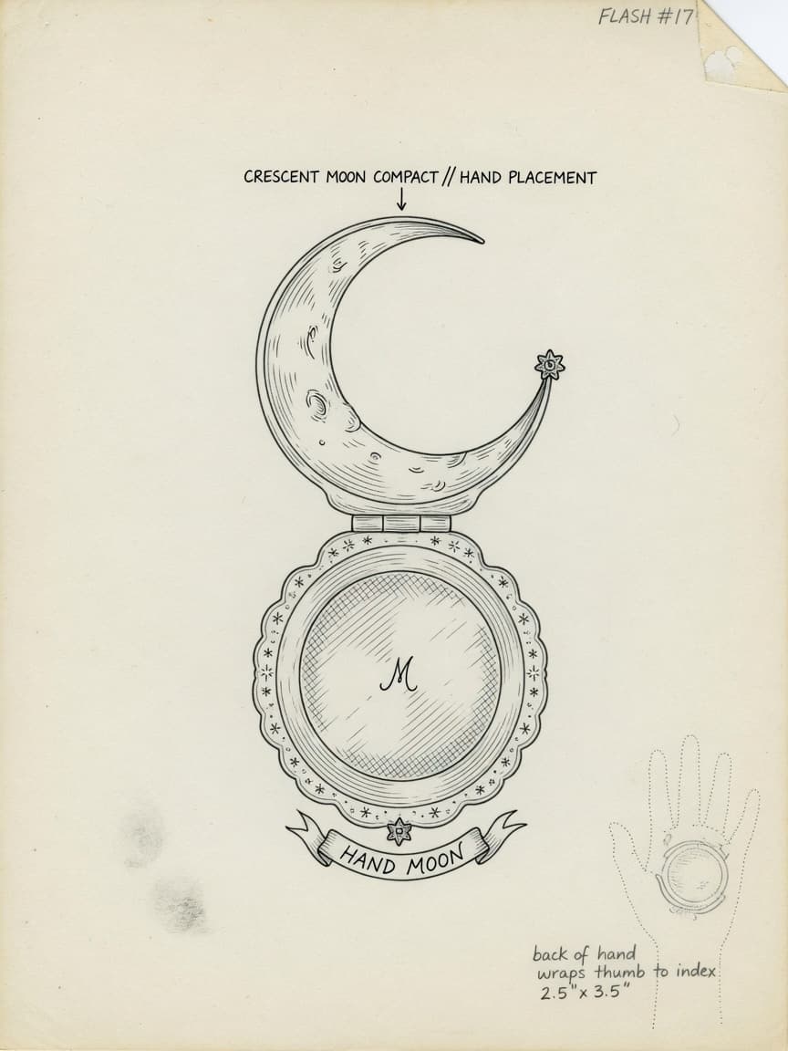Moon — Fine Line Hand Tattoo — Fine Line moon tattoo design