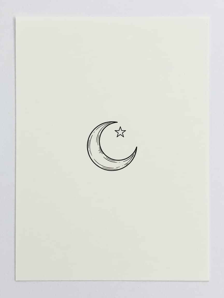 Moon — Fine Line Tattoo (Neck) — Fine Line moon tattoo design