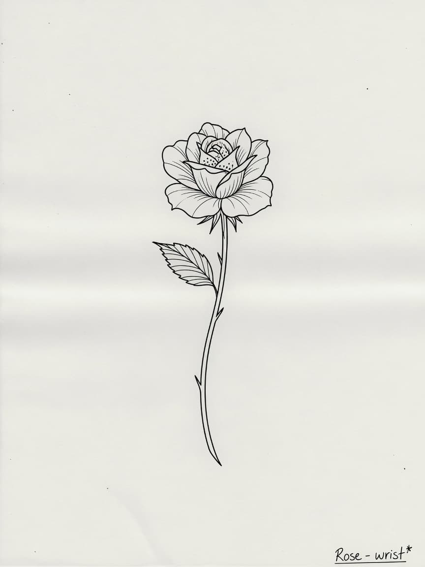 Rose — Fine Line Small Simple Tattoo — Fine Line rose tattoo design