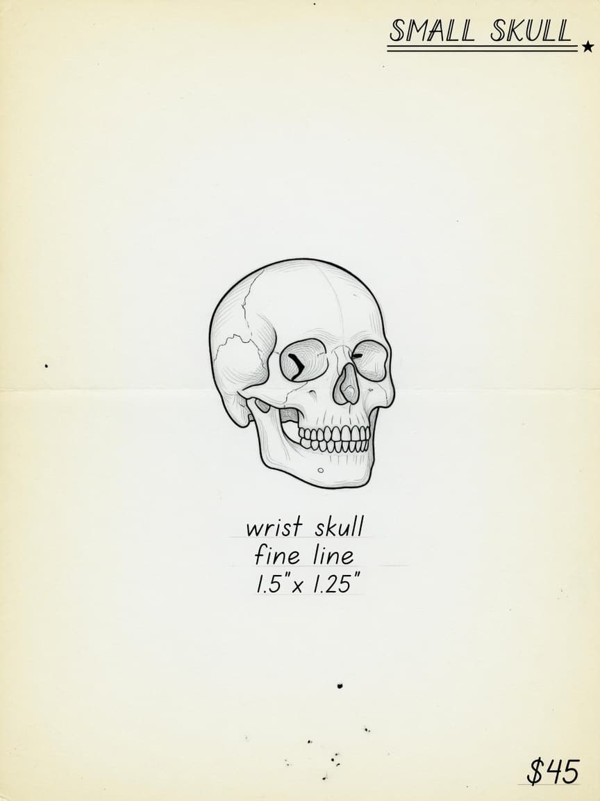 Skull — Fine Line Small Simple Tattoo — Fine Line skull tattoo design