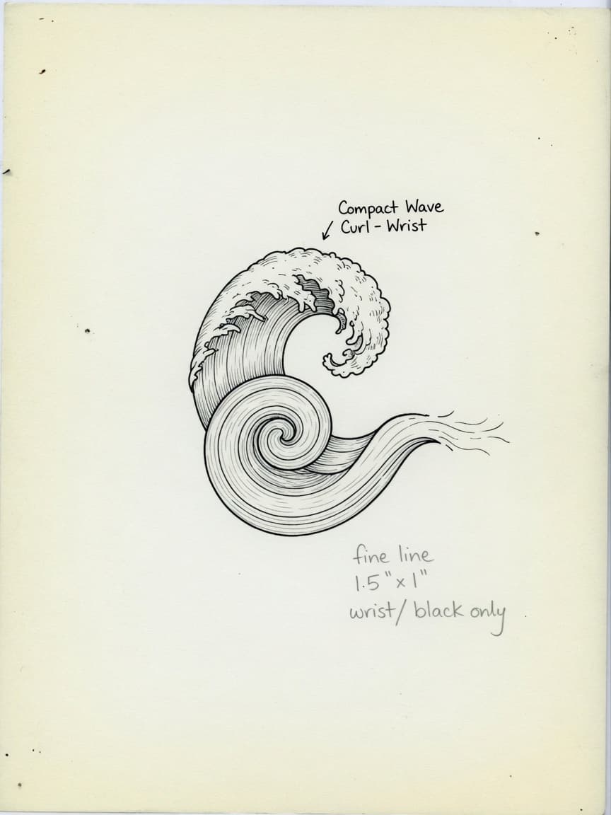Wave — Fine Line Small Simple Tattoo — Fine Line wave tattoo design