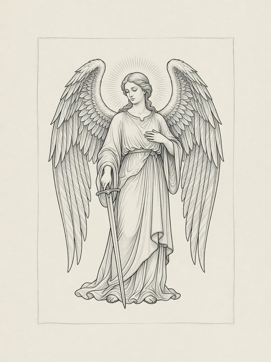 Angel — Fine Line Tattoo Design #2 — Fine Line tattoo design for the Forearm