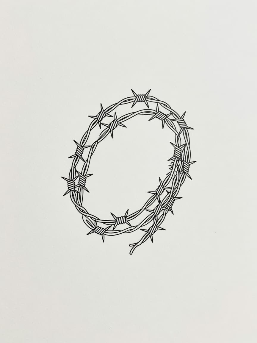 Barbed Wire — Fine Line Tattoo Design #2 — Fine Line barbed-wire tattoo design