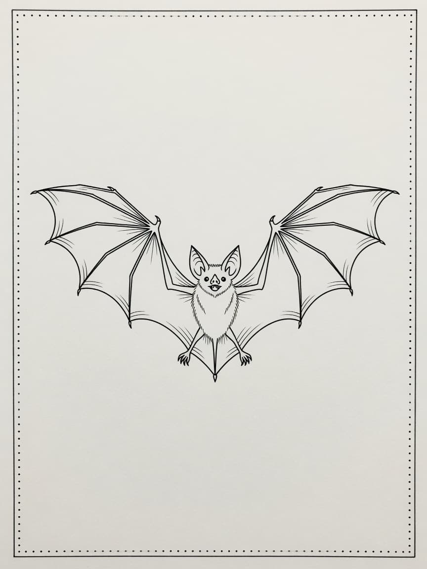 Bat — Fine Line Tattoo Design #2 — Fine Line bat tattoo design