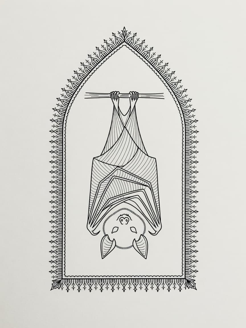Bat — Fine Line Tattoo Design #3 — Fine Line bat tattoo design
