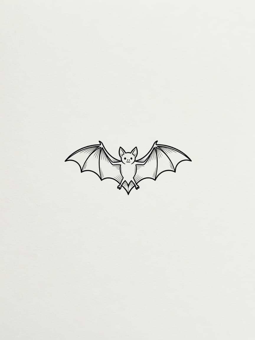 Bat — Fine Line Tattoo Design #4 — Fine Line bat tattoo design