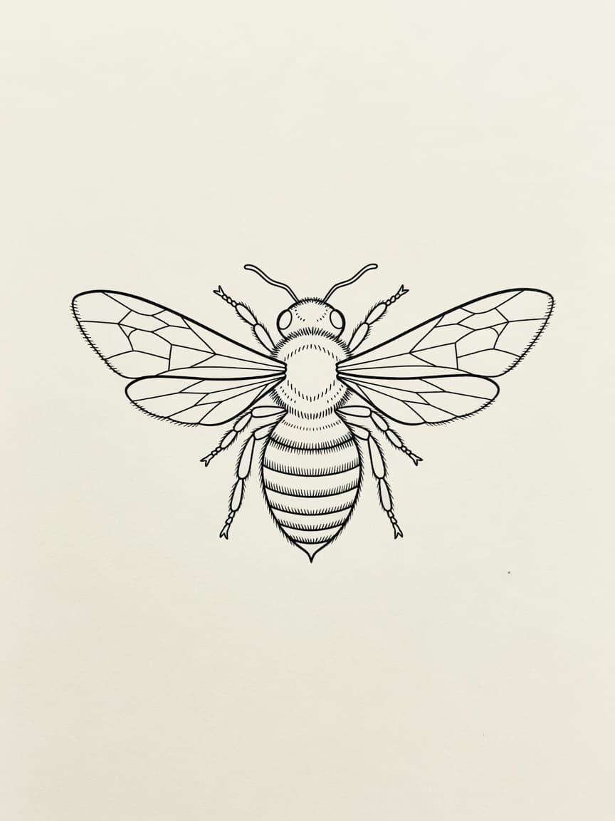 Bee — Fine Line Tattoo Design #4 — Fine Line tattoo design for the Behind Ear