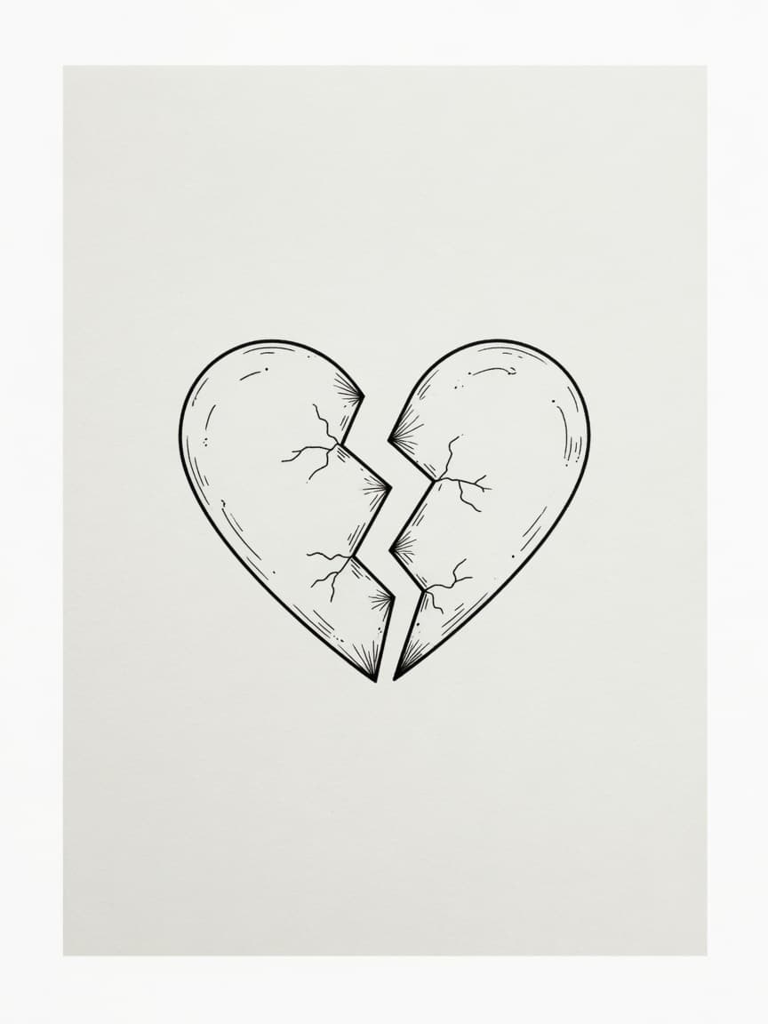 Broken Heart — Fine Line Tattoo (Forearm) — Fine Line broken-heart tattoo design