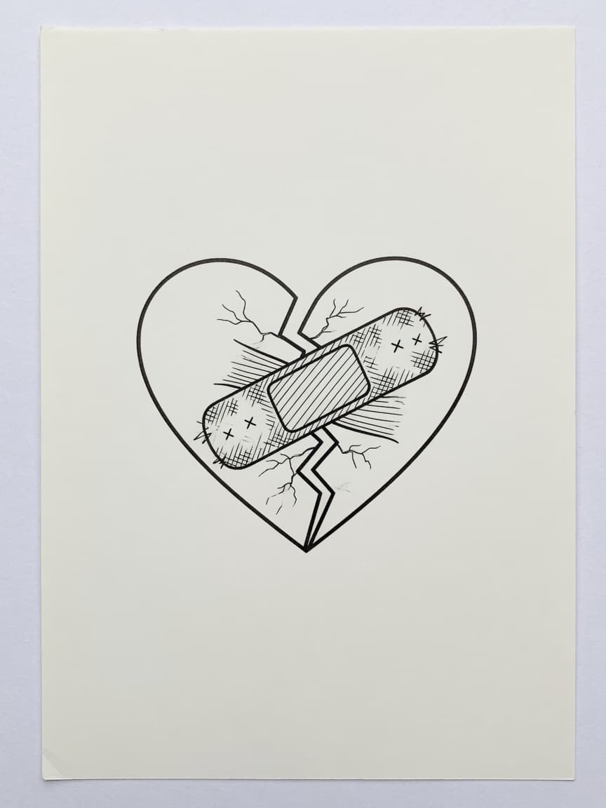 Broken Heart — Fine Line Tattoo (Collarbone) — Fine Line broken-heart tattoo design