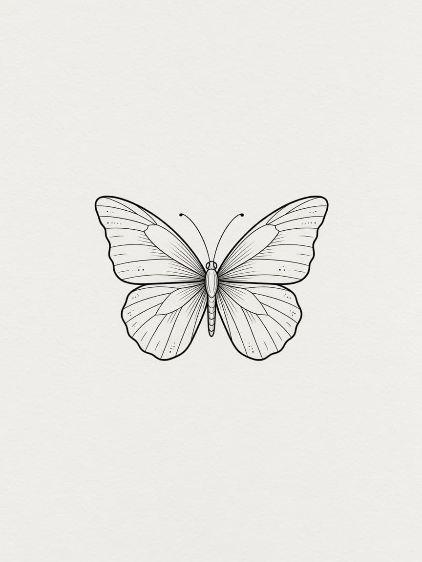Butterfly — Fine Line Tattoo (Neck) — Fine Line butterfly tattoo design