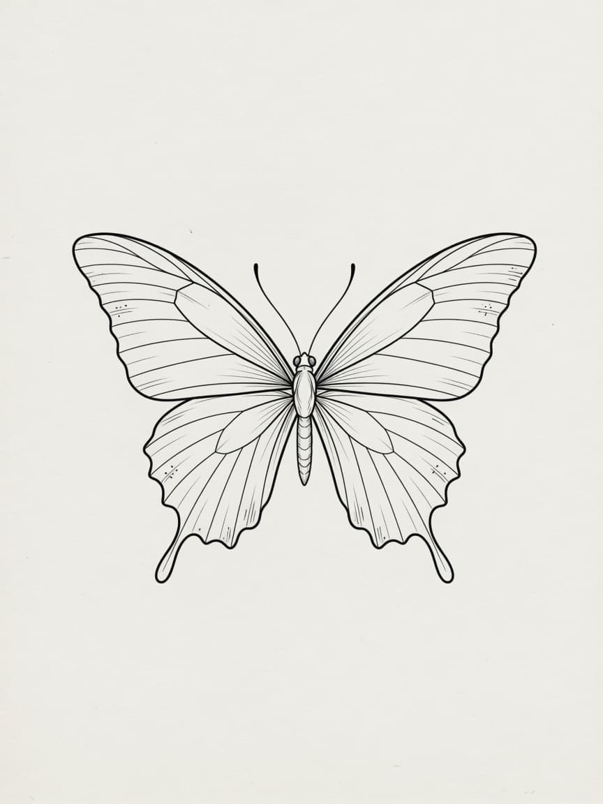 Butterfly — Fine Line Tattoo (Thigh) — Fine Line butterfly tattoo design