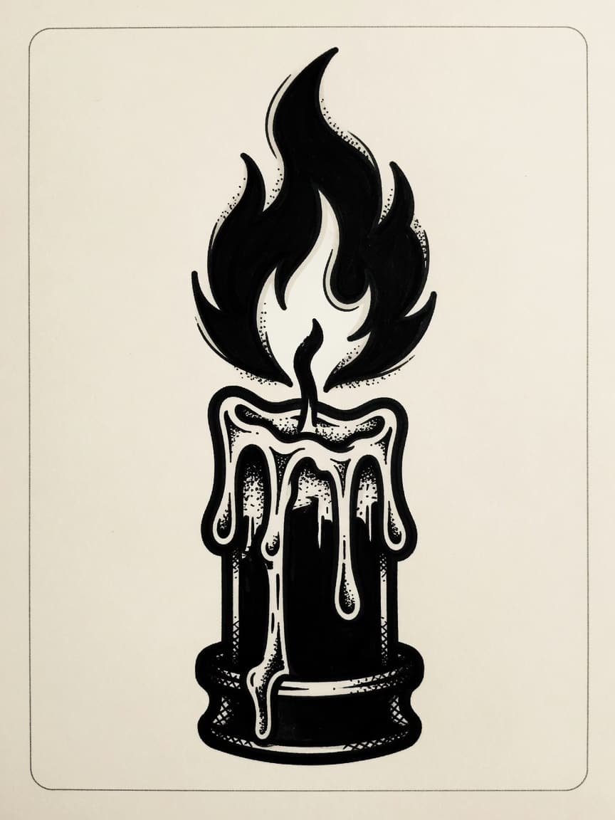 Blackwork Candle tattoo