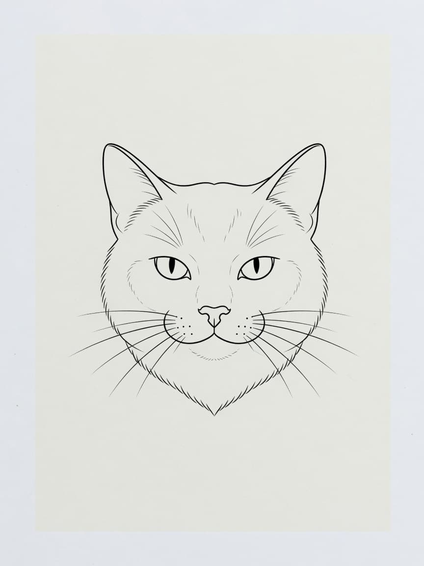 Cat — Fine Line Tattoo Design #1 — Fine Line cat tattoo design