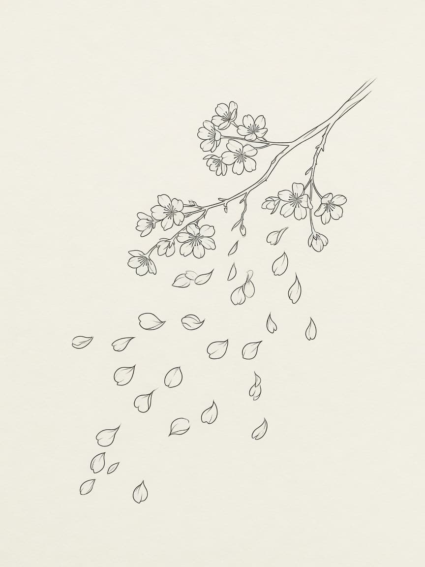 Cherry Blossom — Fine Line Tattoo Design #4 — Fine Line cherry-blossom tattoo design