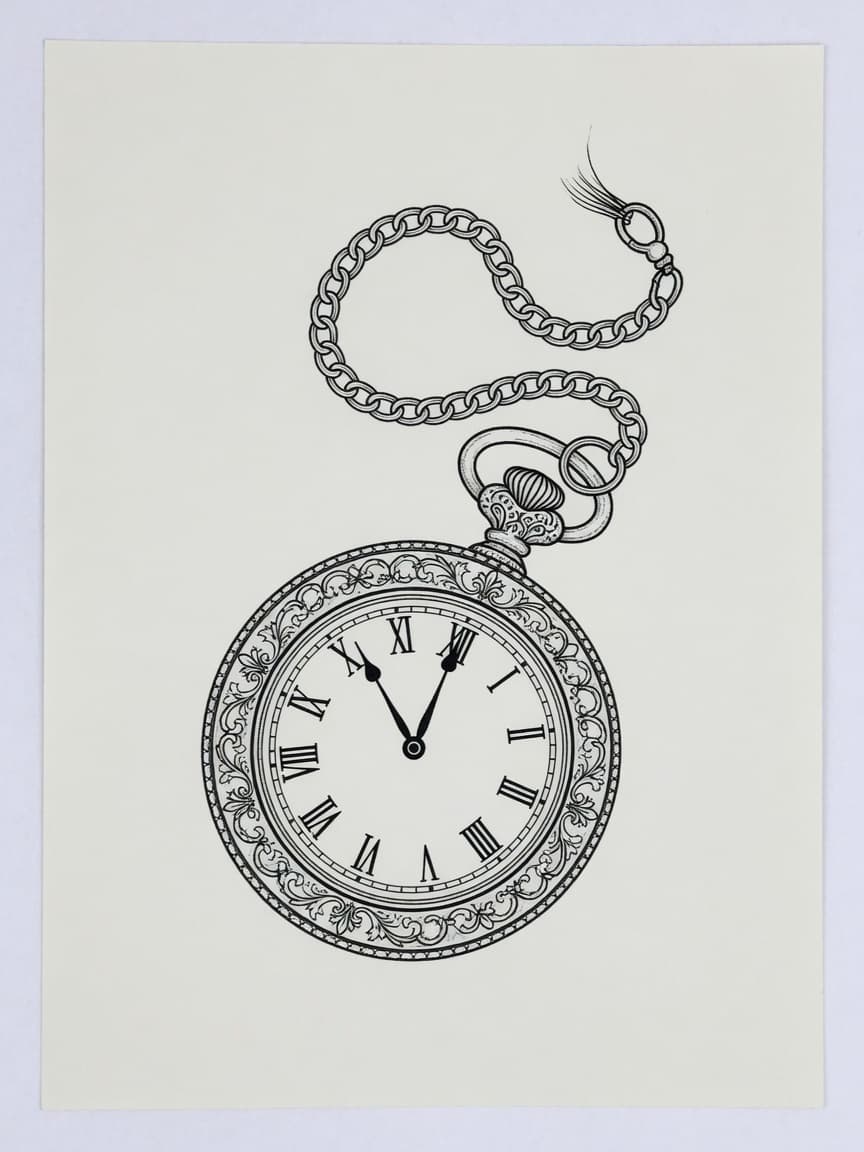 Clock — Fine Line Tattoo Design #1 — Fine Line tattoo design for the Forearm