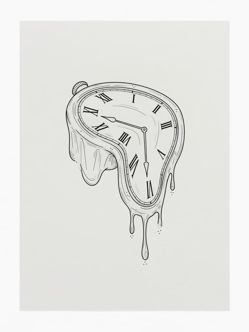 Clock — Fine Line Tattoo Design #4 — Fine Line clock tattoo design