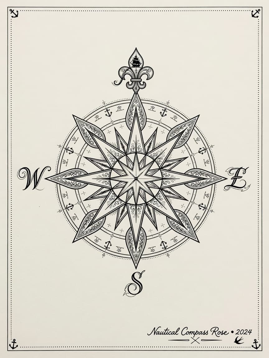 Compass — Fine Line Tattoo — Fine Line compass tattoo design
