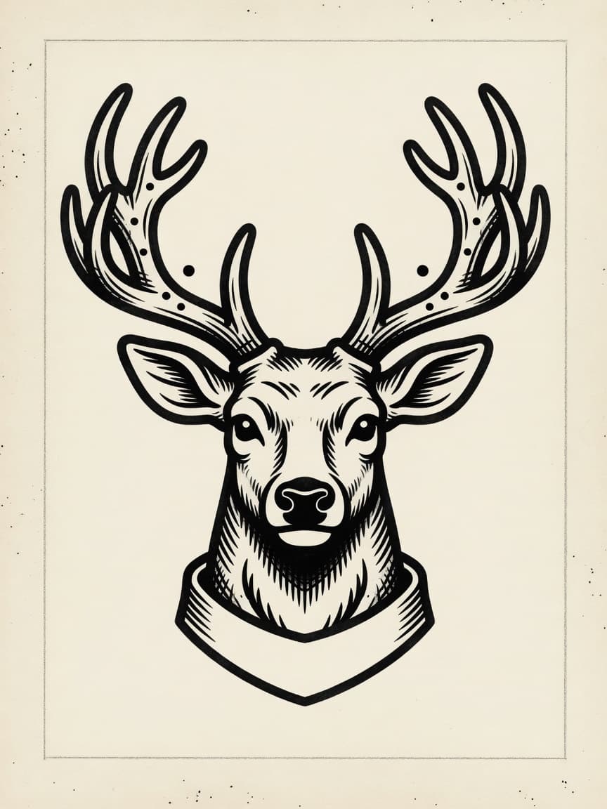 American Traditional Deer tattoo