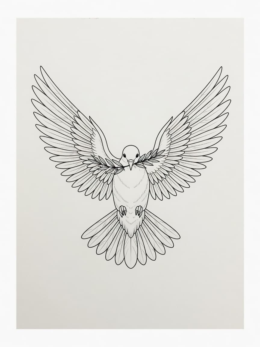 Dove — Fine Line Tattoo Design #3 — Fine Line dove tattoo design