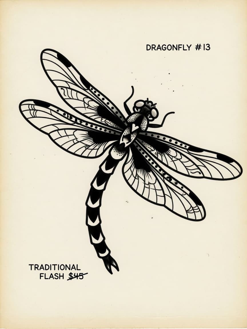 Dragonfly — American Traditional Tattoo — American Traditional dragonfly tattoo design