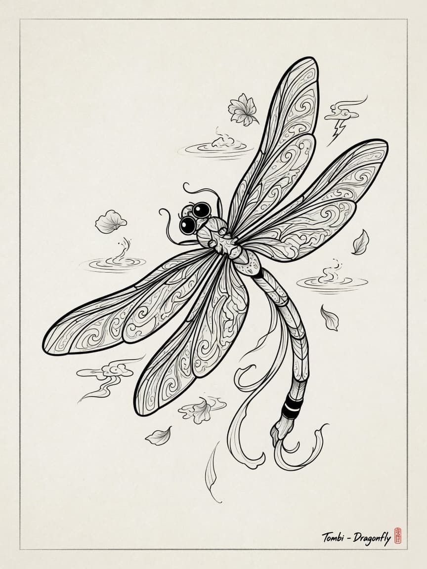 Dragonfly — Japanese Linework Tattoo — Japanese Linework dragonfly tattoo design