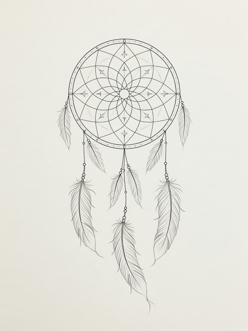 Fine Line Dreamcatcher tattoo