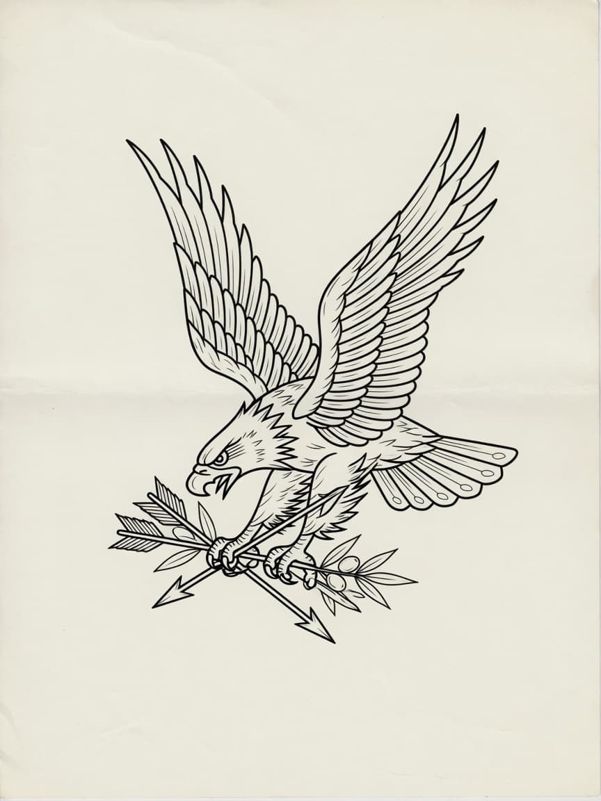 Eagle — Fine Line Tattoo Design #4 — Fine Line eagle tattoo design