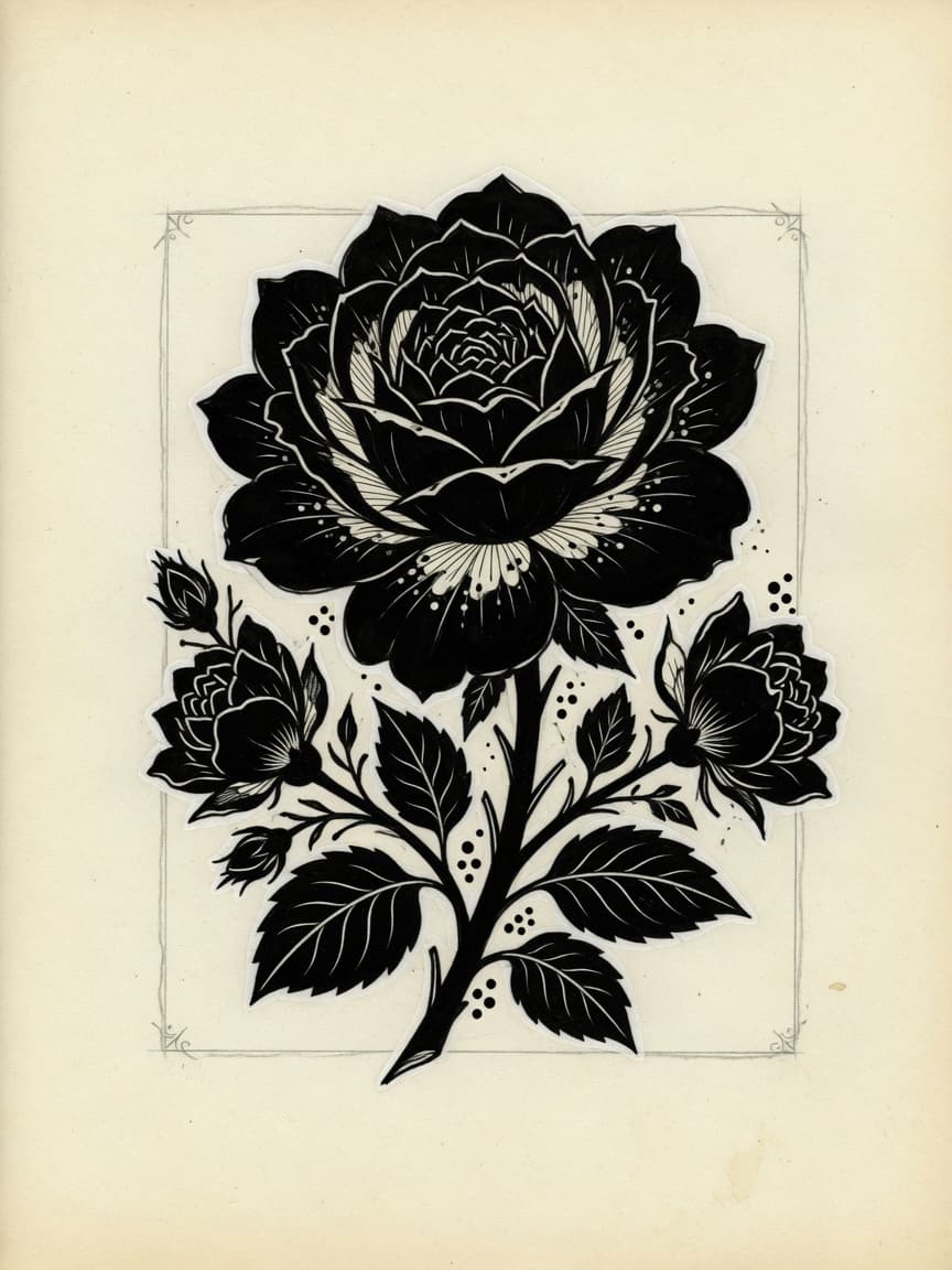 Blackwork Flower tattoo