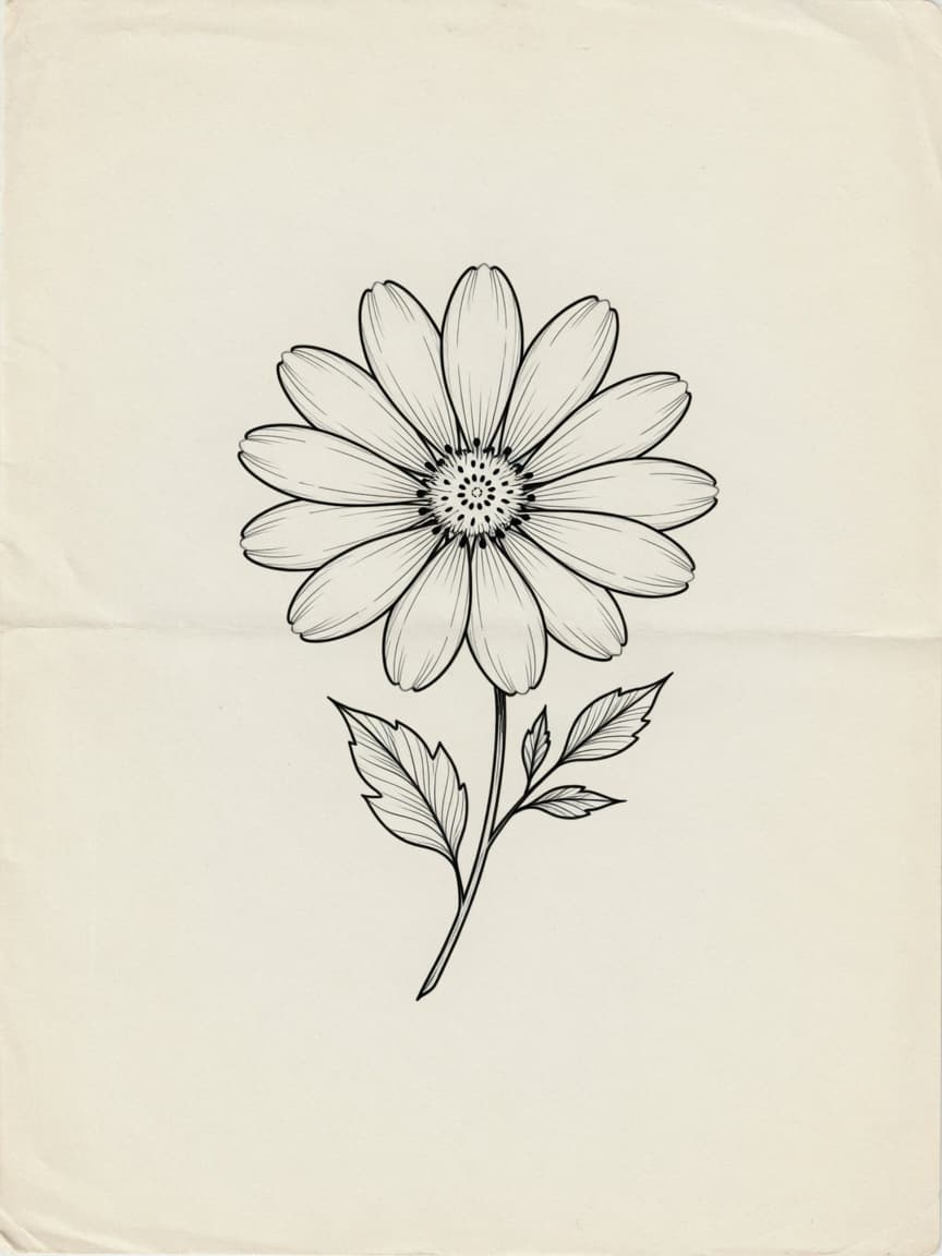 Fine Line Flower tattoo