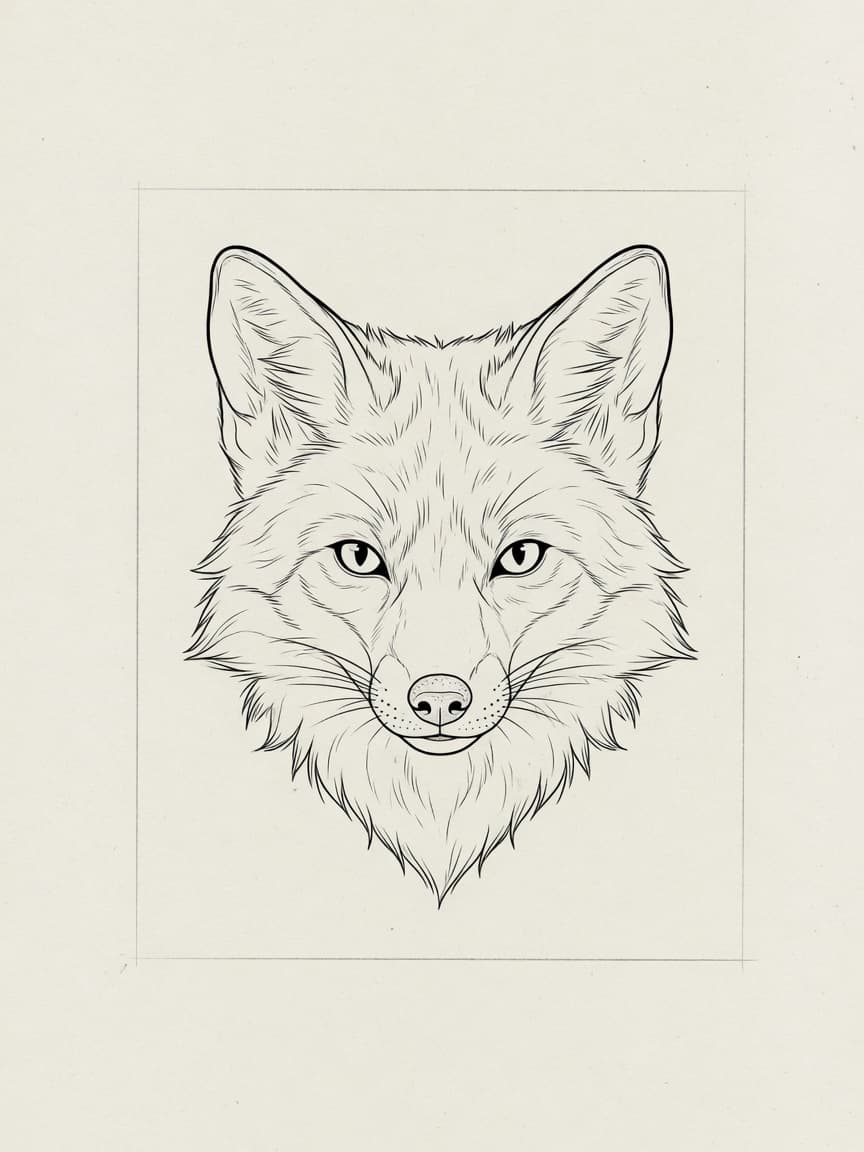 Fox — Fine Line Tattoo Design #2 — Fine Line tattoo design for the Forearm