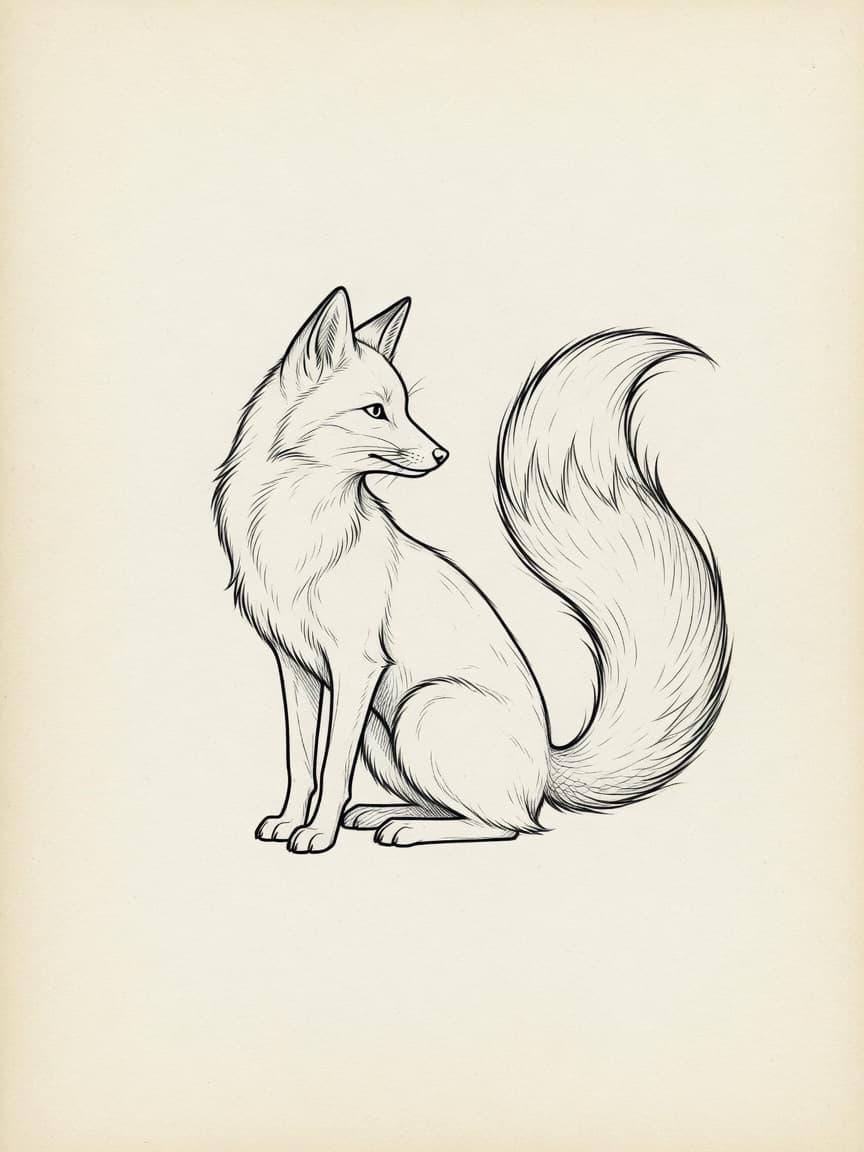 Fox — Fine Line Tattoo Design #3 — Fine Line fox tattoo design