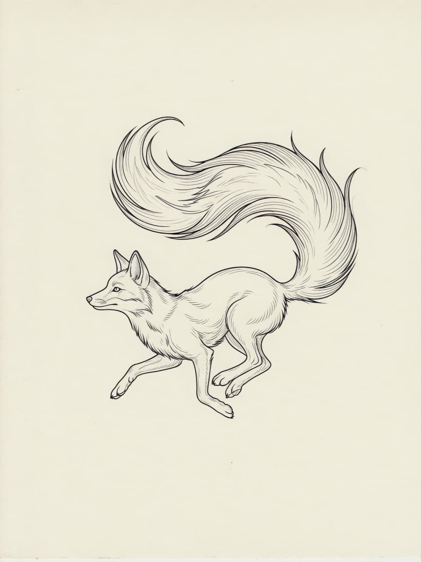 Fox — Fine Line Tattoo Design #4 — Fine Line fox tattoo design