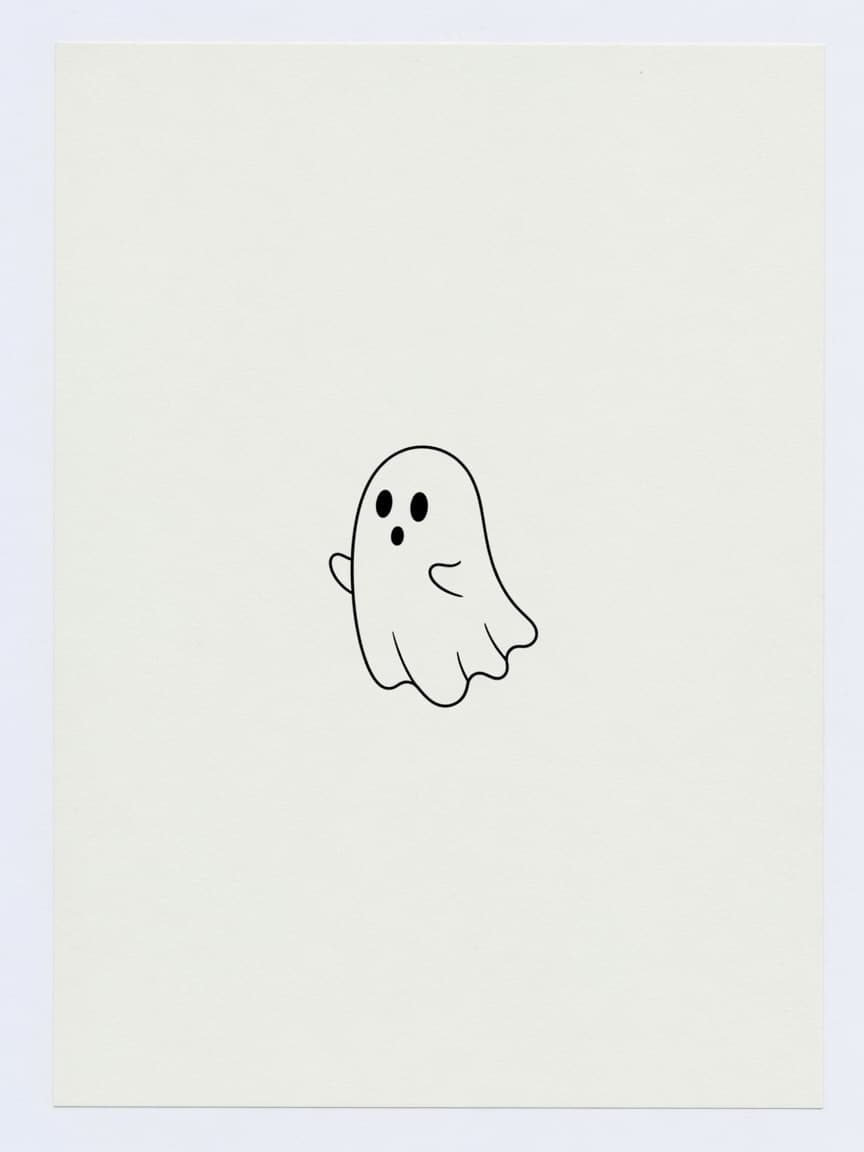 Ghost — Fine Line Tattoo Design #3 — Fine Line ghost tattoo design