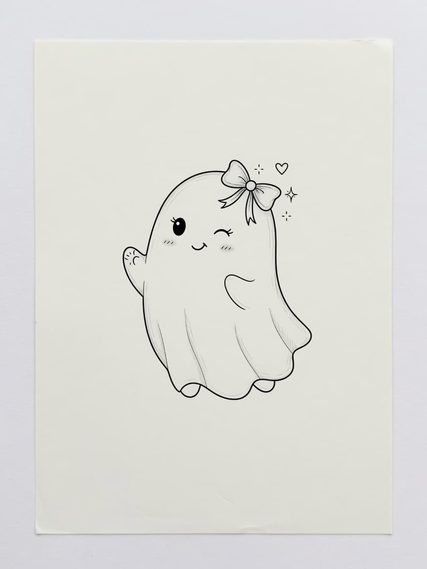 Ghost — Fine Line Tattoo Design #4 — Fine Line ghost tattoo design
