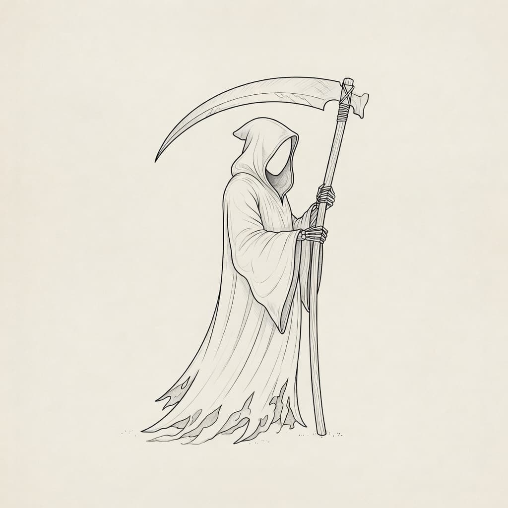 Grim Reaper — Fine Line Tattoo — Fine Line grim-reaper tattoo design