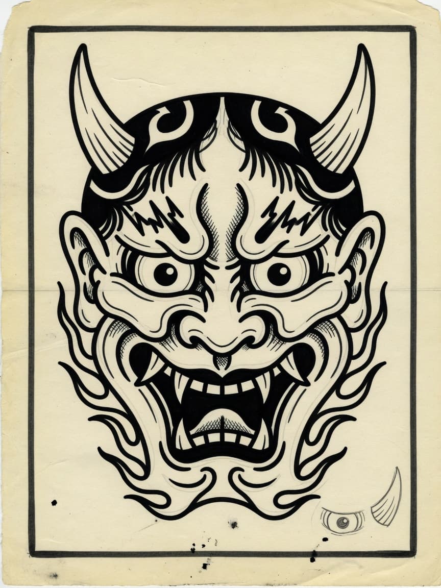 American Traditional Hannya tattoo