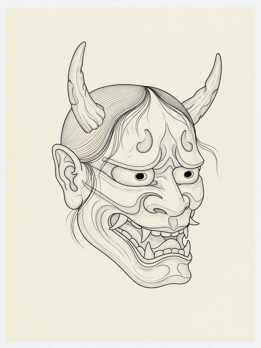 Fine Line Hannya tattoo